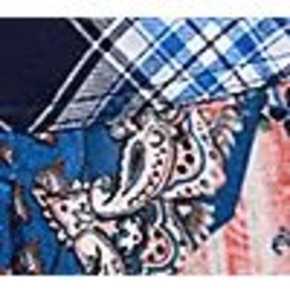 Tolani Collection Womens 3X Button Down Tunic Top Back Print Blue Plaid NWT - Picture 3 of 5